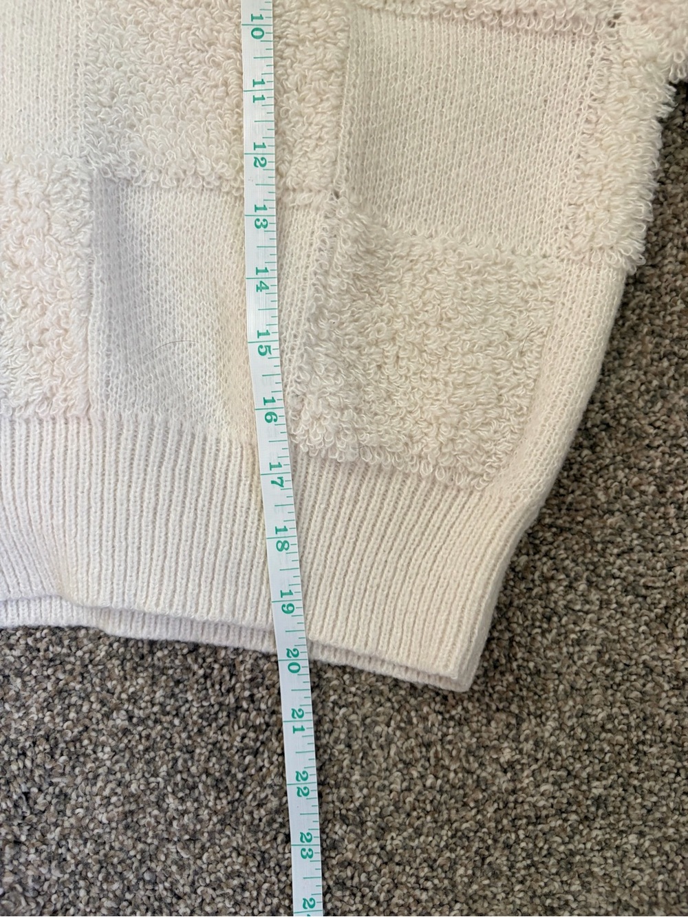 Altar’d State Cream Textured Checkerboard Sweater Cropped Balloon Sleeve Cozy - Picture 11 of 11